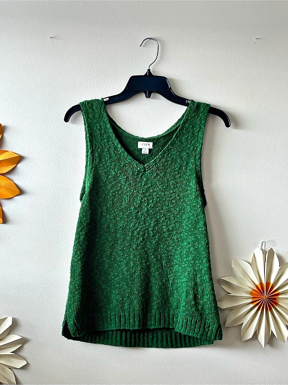 J Crew Green Sleeveless Knit Sweater Tank Top